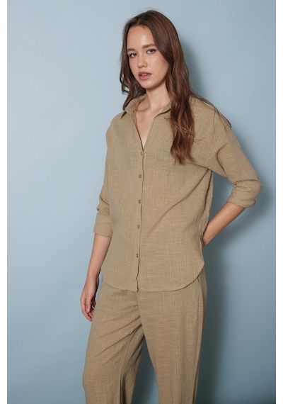 Avrile Oversize Gömlek Zeytin Yeşili