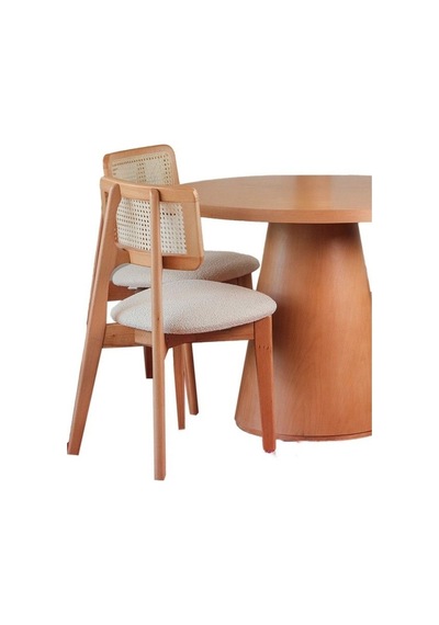 Pissa Natural Ahşap Yemek Masası 100x100 Natural Ayak - Natural Üst