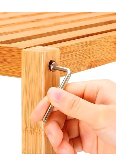 Bambu 2 Raflı Kirli Sepeti Çok Amaçlı Banyo Düzenleyici Organizer Ahşap