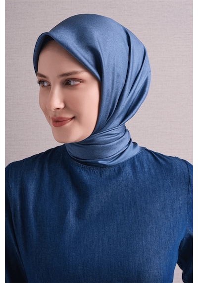 Armine İpek Eşarp 2027 Kış - 9601-81 Mavi Twill
