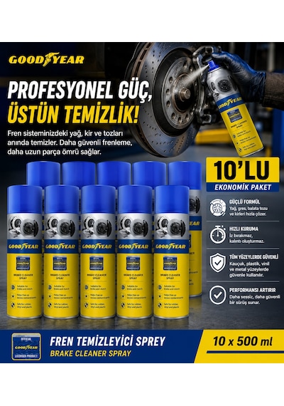 Goodyear 10'lu Set Fren Balata Temizleme Spreyi