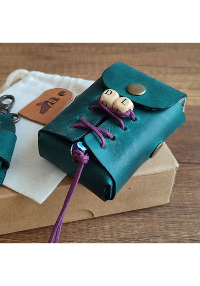 Sumerian Leather Craft Deri Sigara Kılıfı Kişiye Özel Yeşil
