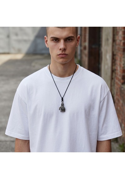 Krom Kaplama İskelet El Figürlü Unisex Kolye - Yağlı Koton Kordonlu Ayarlanabilir Gotik Kurukafa Detaylı Punk Tarz Kolye Siyah Gümüş Krom Kaplama İskelet El Figürlü Unisex Kolye - Yağlı Koton Kordonlu Ayarlanabilir Gotik Kurukafa Detaylı Punk Tarz Kolye Siyah Gümüş