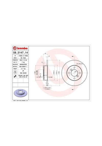 Brembo 08314714 Fren Diski Ön Standard Renault 7700716947