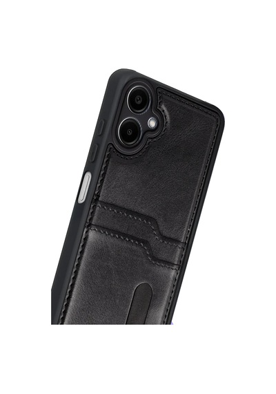 Samsung Uyumlu  Galaxy A07 4g Sara Kartvizitli Deri Kılıf - Siyah 0.2M-Çok Renkli