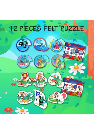 12 Set 42 Parça Tox Deniz Canlıları Ve Hayvanlar 2+ Keçe Yapboz