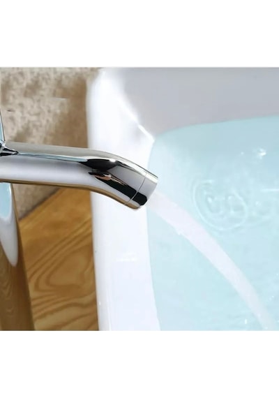 İsaoğlu Yapı Çanak Lavabo Bataryası Gümüş Lavabo Bataryası Yüksek Çanak Lavabo Musluğu Modern Tasarım Gümüş