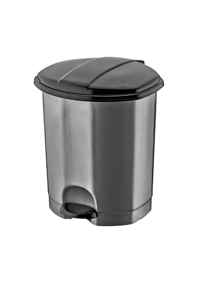 Dünya-01014-400 Ve 410 Çöp Kovası Plastik 30lt 358x350x470mm Siyah Pedallı Gri - 4'li Paket