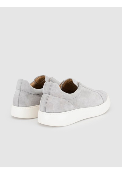 Gri Süet Deri Kadın Slip-on Sneaker