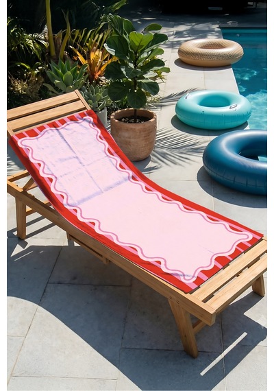 Pembe Çizgili Modern Plaj Havlusu - Kırmızı Dalgalı Çerçeveli Akdeniz Hızlı Kuruyan Mikrofiber Havlu Köpük Yasemin Pembe Çizgili Modern Plaj Havlusu - Kırmızı Dalgalı Çerçeveli Akdeniz Hızlı Kuruyan Mikrofiber Havlu Köpük Yasemin
