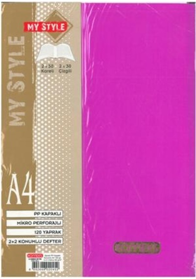 Komeks Spiralli Defter Plastik Kapak 2+2 Seperatörlü 120 Yp A4 Pembe