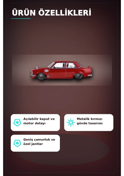 Diecast 1/64 Datsun 510 Street Nismo V3 Model Araba - Tekli Kutu, Koleksiyonluk Bx-313377 Çok Renkli
