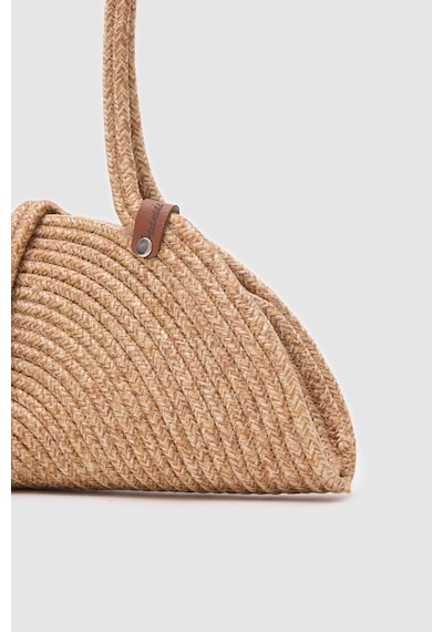 Shule Bags Paper Düğmeli Handmade Hasır Omuz Çantası Vizon Vizon
