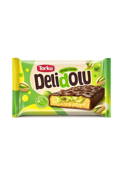 Delidolu Sütlü Çikolata Kaplamalı Antep Fıstıklı Dolgulu Bisküvi 24 Adet