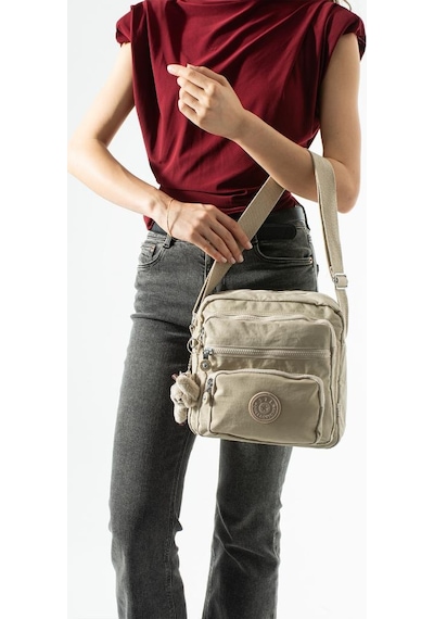 Baginn Kadın Postacı Çanta 28 32 Cm 571 Collection Klinkır Hafif Yağmur Geçirmez Klinkır Kumaş Çok Cepli Krem