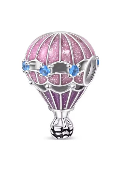 Fubena Taşlı Pembe Sıcak Hava Balonu Charm Gümüş