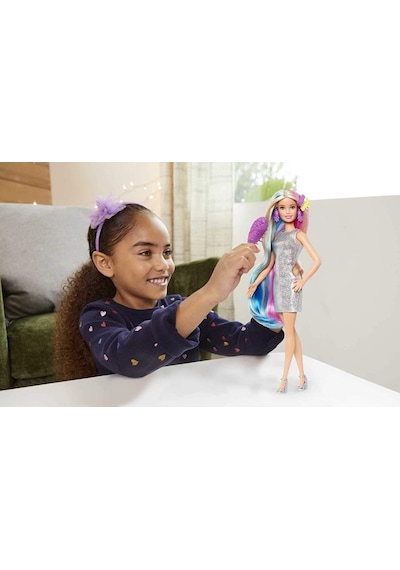 Barbie Rengarenk Saçlar Bebeği Ghn04