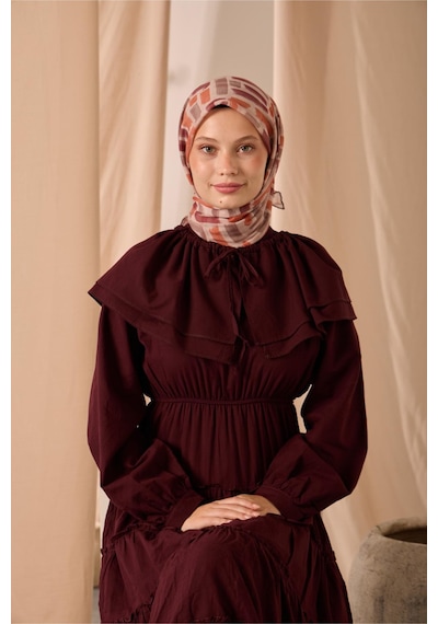 Silk Home Soft Eşarp 73096-15 Pudra, Turuncu, Koyu Vizon, Bordo