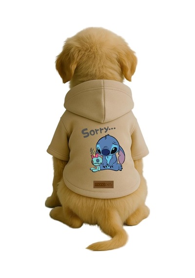 Baskılı İçi Polarlı Köpek Ve Kedi Kıyafeti & Elbisesi - Turuncu Renk Kapüşonlu Hoodie Bfb4e