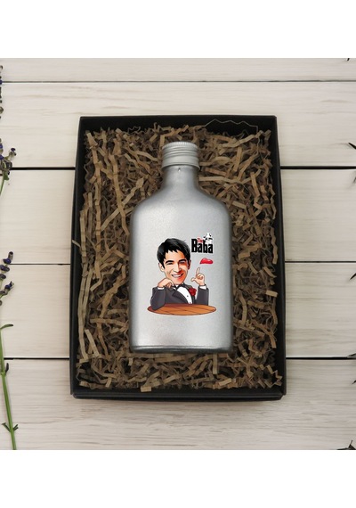 Bk Gift Kişiye Özel The Baba Karikatürlü Gümüş Tasarım Cam Şişe Kolonya 200 ML 4