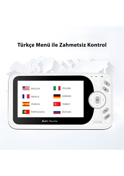 Vb608 Akıllı Bebek Kamerası 4.3 Ips Ekranlı Video Bebek Telsizi, 2.4ghz Kablosuz, Vox, Gece Görüşü, 1760 Mah Pil, Sıcaklık Takibi