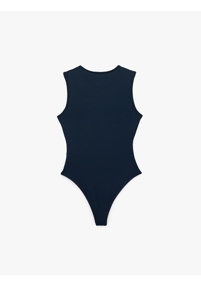 Koton Slim Fit Kolsuz Bisiklet Yaka Bodysuit Lacivert 7wak10014ek