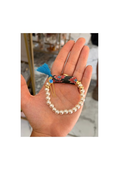 Gül Ve Cam İnci Detaylı Lastikli Model Bileklik Çok Renkli