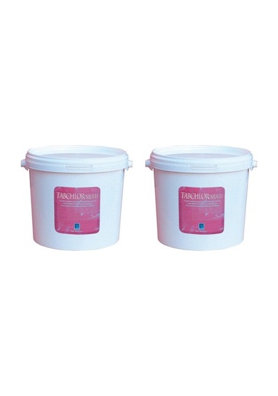 GEMAŞ 2 Adet Gemaş Tabchlor Multi 10 Kg 20 Kg %90 Tablet Klor - %90 Chlorine Multifunctional Tablets - Stabilize Triklor Tableti 200 Gr
