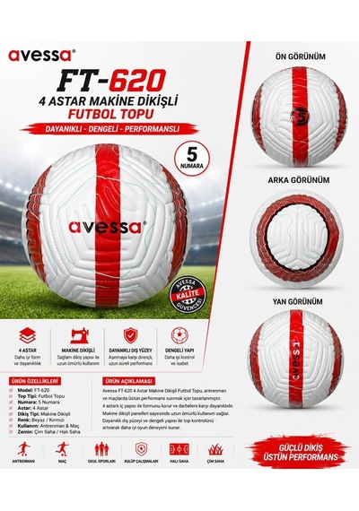 Özel Üretim Mücadele Aracı Saha Ekipmanı Erkek Spor Ft-620 4 Astar Makina Dikişli Futbol Topu Çok Renkli