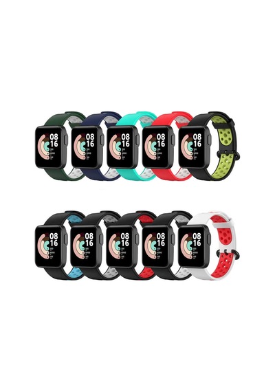 Ekılıf - Xiaomi Redmi Watch 2 Lite Uyumlu - Kordon Silikon Kordon Krd-02 - Siyah-mavi
