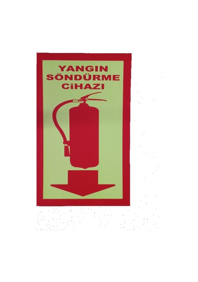Yangın Söndürme Tüpü Uyarı Levhası Dakota Malzeme Üzerine Serigrafi Fosforlu Baskılı
