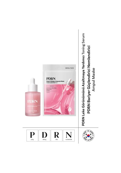 Dermal Yaşlanma Karşıtı Leke Karşıtı Nemlendirici Pdrn Toning Serum 30 Ml Ve Pdrn Ampul Maske 23 Gr