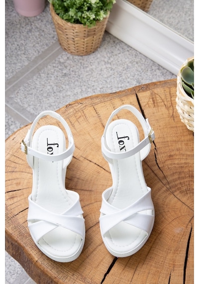 Fox Shoes Beyaz Kadın Dolgu Topuklu Ayakkabı K674305009
