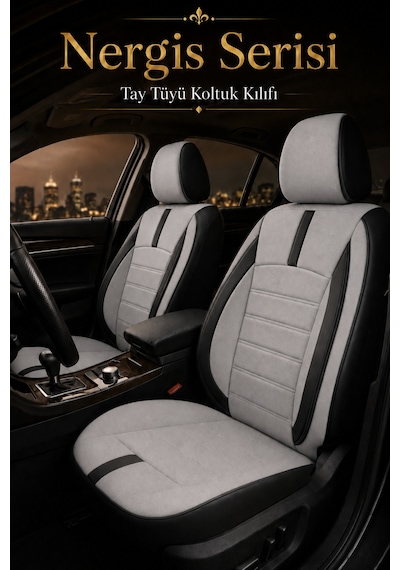 Hyundai Elantra 2011 Sonrası Uyumlu Nergis Serisi Gri Siyah Ortopedik Tay Tüyü Koltuk Kılıfı