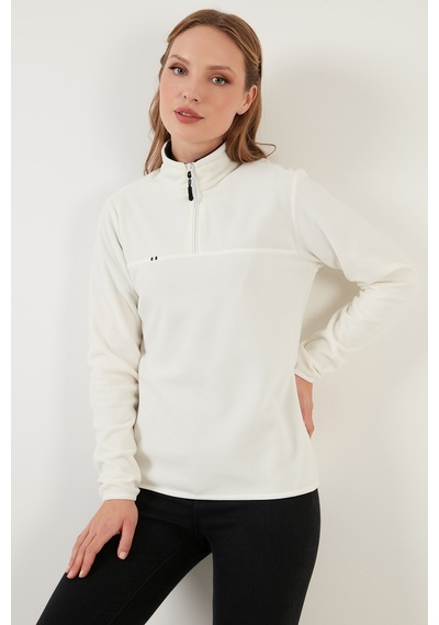 Lela Slim Fit Yumuşak Dokulu Anti-Pilling Tüylenme Yapmayan Yarım Fermuarlı Bayan Polar 5907000 Ekru