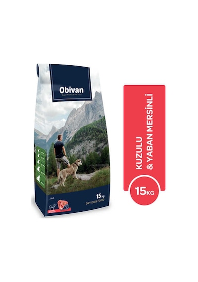 Obivan Kuzu Etli ve Yaban Mersinli Yetişkin Köpek Maması 15 KG