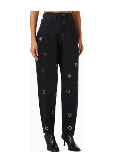 Frame The Narrow Grommet Jean, Organik Denim Ve Modern Metal Detaylı Tasarım Siyah