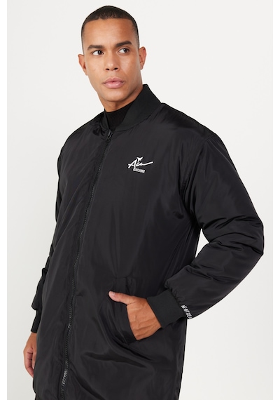 Ac&Co / Altınyıldız Classics Erkek Sıyah Oversize Geniş Kesim Kolej Yaka Mont Siyah
