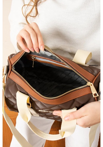 Just Polo Kadın Günlük Kullanıma Uygun Ayarlanabilir Askılı Büyük Boy Lüks El & Omuz Çantası Shoulder Bag Kahverengi