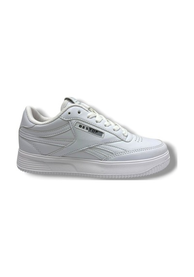 Best Of 2014-26 Cilt Deri Anatomik Bağcıklı Sneaker 36-40 Beyaz