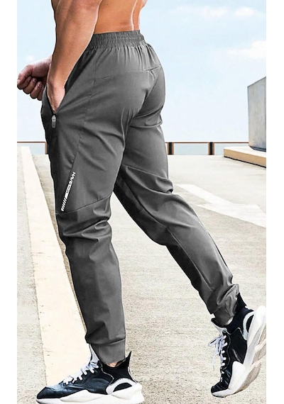 Ghassy Co. Erkek Run Ultra Hafif Egzersiz Aktif Joggers Spor Dar Paça Eşofman Altı 001 Füme