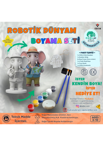 Codlaı Kids Robotik Dünyam 3d Boyama Seti - Çocuklar İçin Eğitici Yaratıcı Oyuncak Boyama Kiti - Gezgin Fil