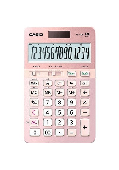 Casio Js-40b-pk Pembe Profesyonel 14 Hane Masa Üstü Hesap Makinesi Beyaz