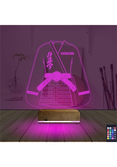 Luvivia Karate Tekvando Judo Kişiye Özel 3d Lamba - Masa Gece Lambası Şeffaf