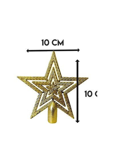 Yılbaşı Çam Ağaçı Altın Gold Tepe Yıldızı Yeni Yıl Metalik Tepe Süsü Yıldız 10 Cm