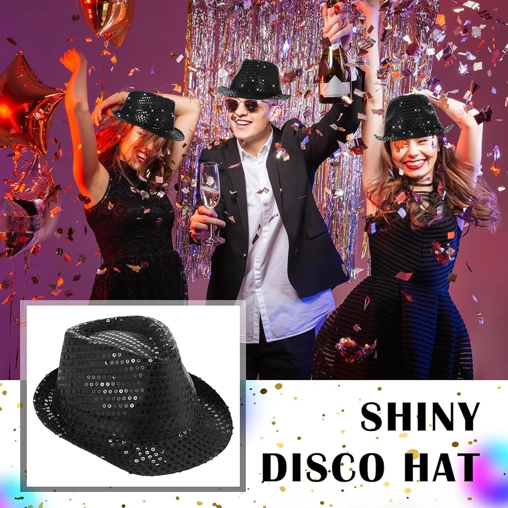 Disko Star Siyah Payetli Fötr Şapka Yetişkin Boy - Rxlu-582114 18