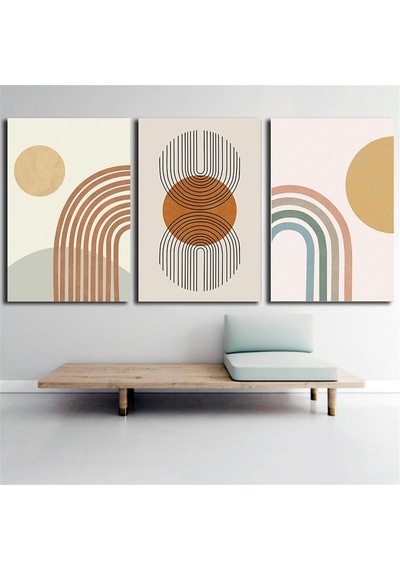 Kanvas Tablo Seti Modern Sanat Daire Ve Çizgiler
