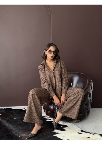 Verymoda Jakarlı Dokuma Gömlek F2019 Kahve