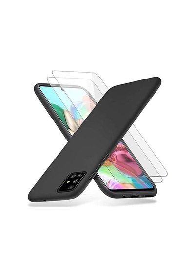By Conners Galaxy A71 Mat Siyah Silikon + 2 Adet Cam Ekran Koruyucu