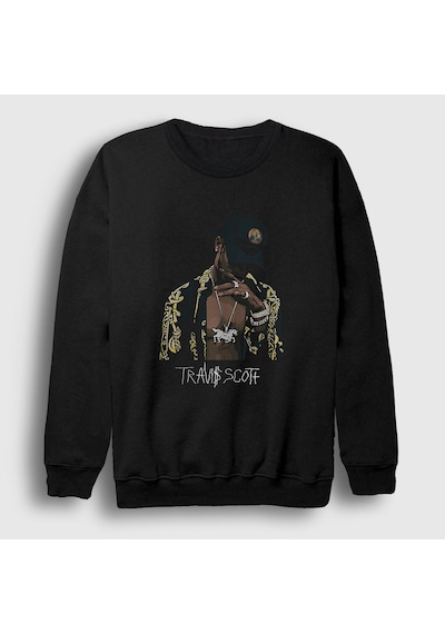 Presmono Unisex Gold Astroworld Travis Scott Sweatshirt Siyah